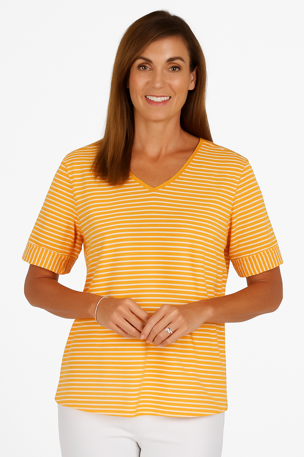 Stripe V Neck Tee