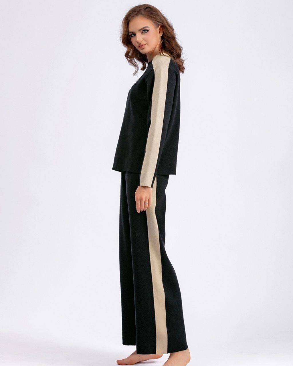 Cotton Contrast Long Sleeve Knit Jumper