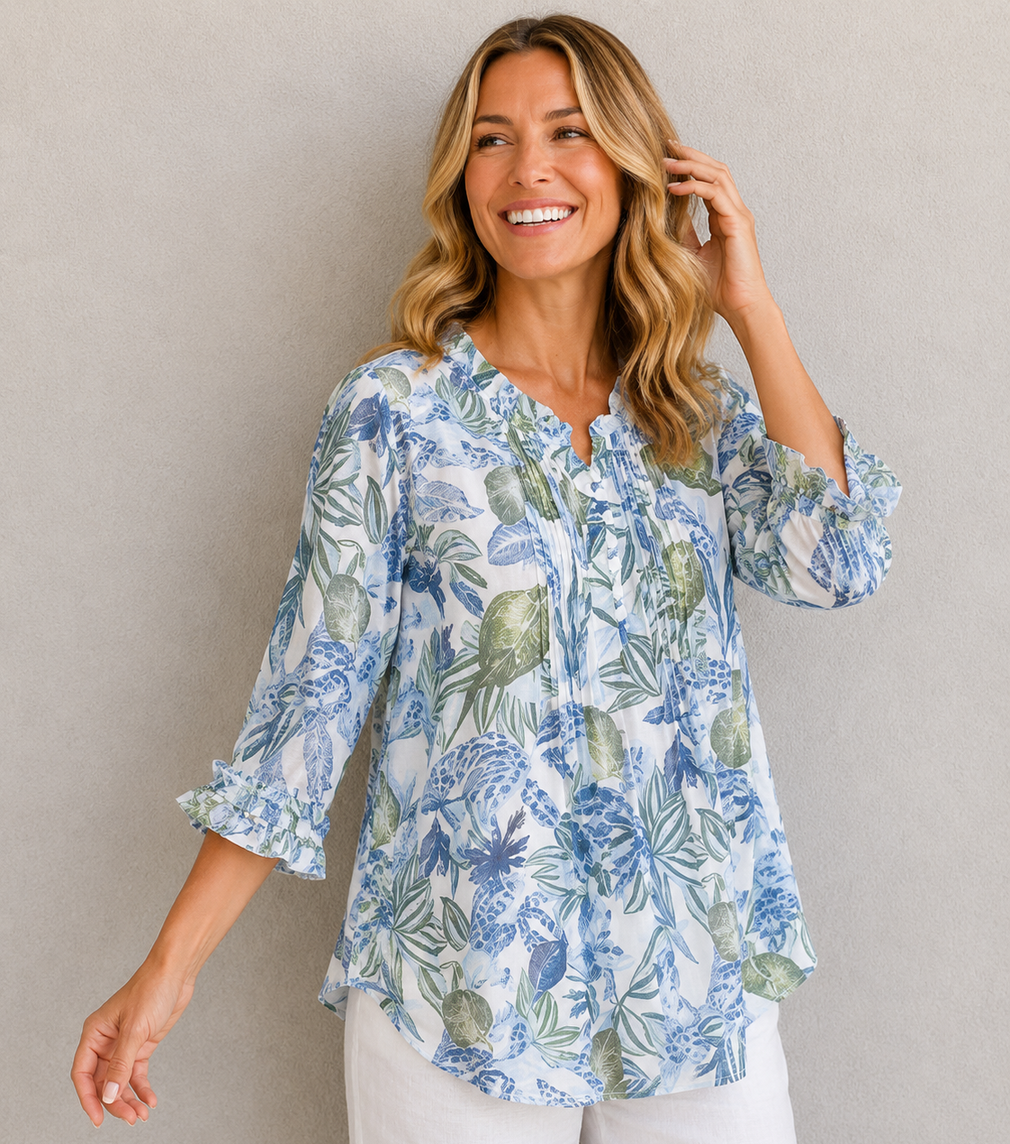 Haven Shirt Blue Leaf