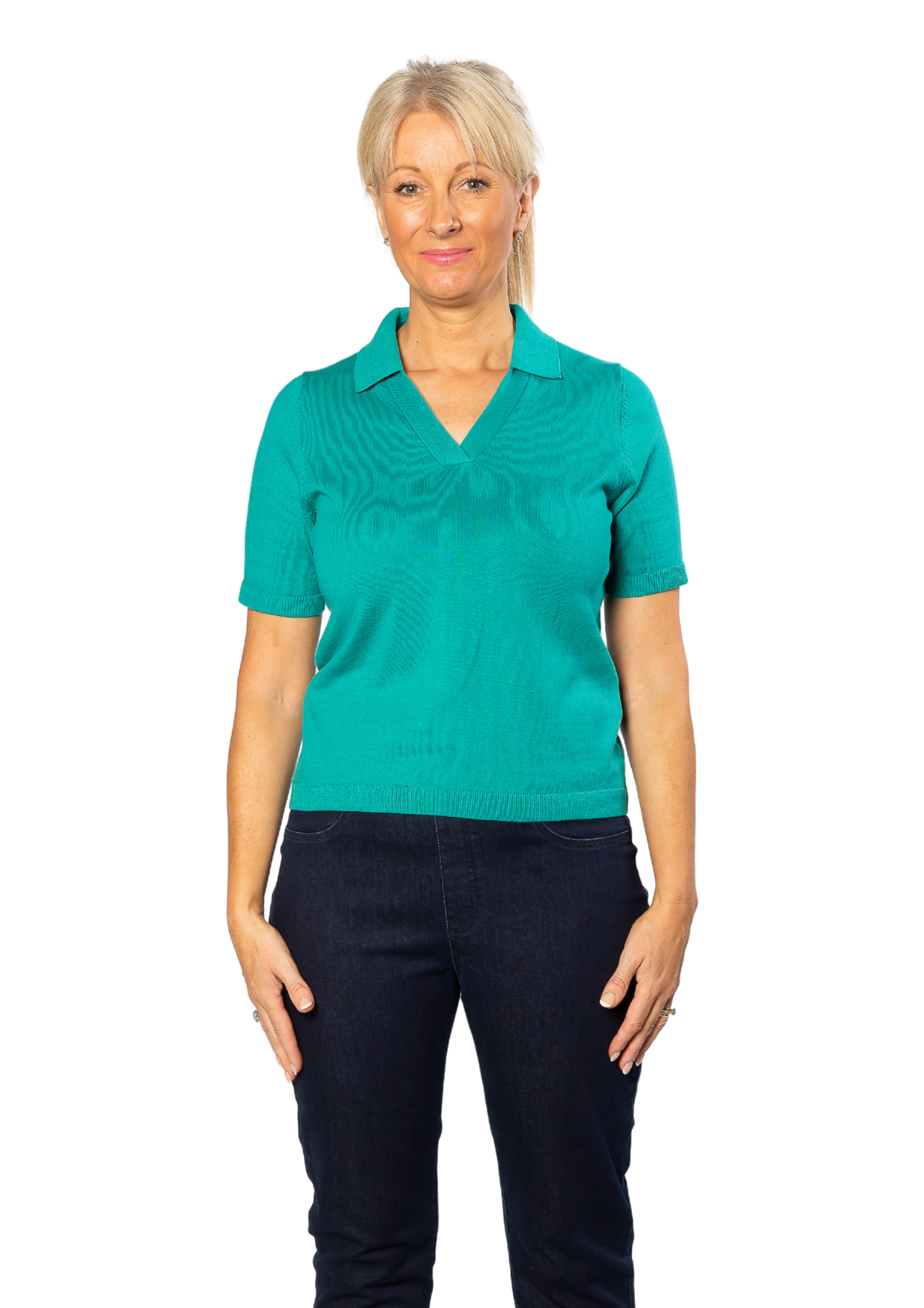 Johnny Collar Cotton Knit Polo Top