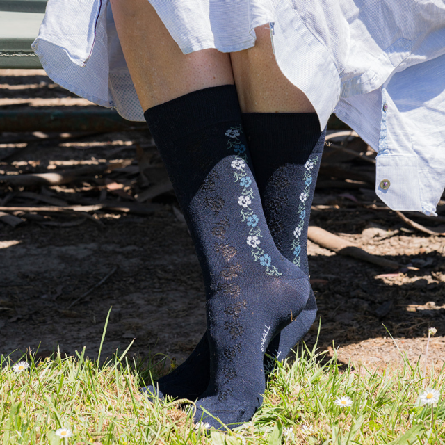 Pansy Lace 85% Mercerised Cotton Patterned Health Sock