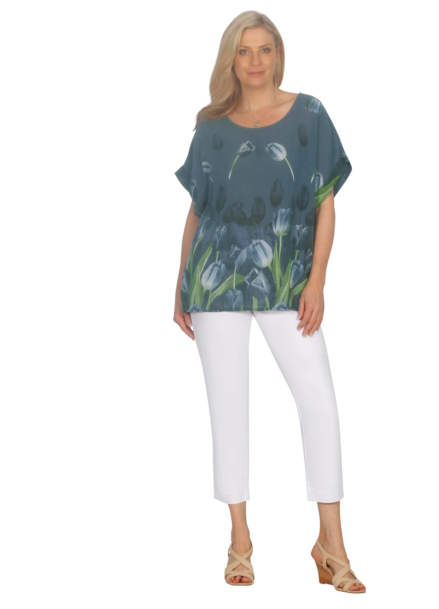 Tulip Print Top With Necklace