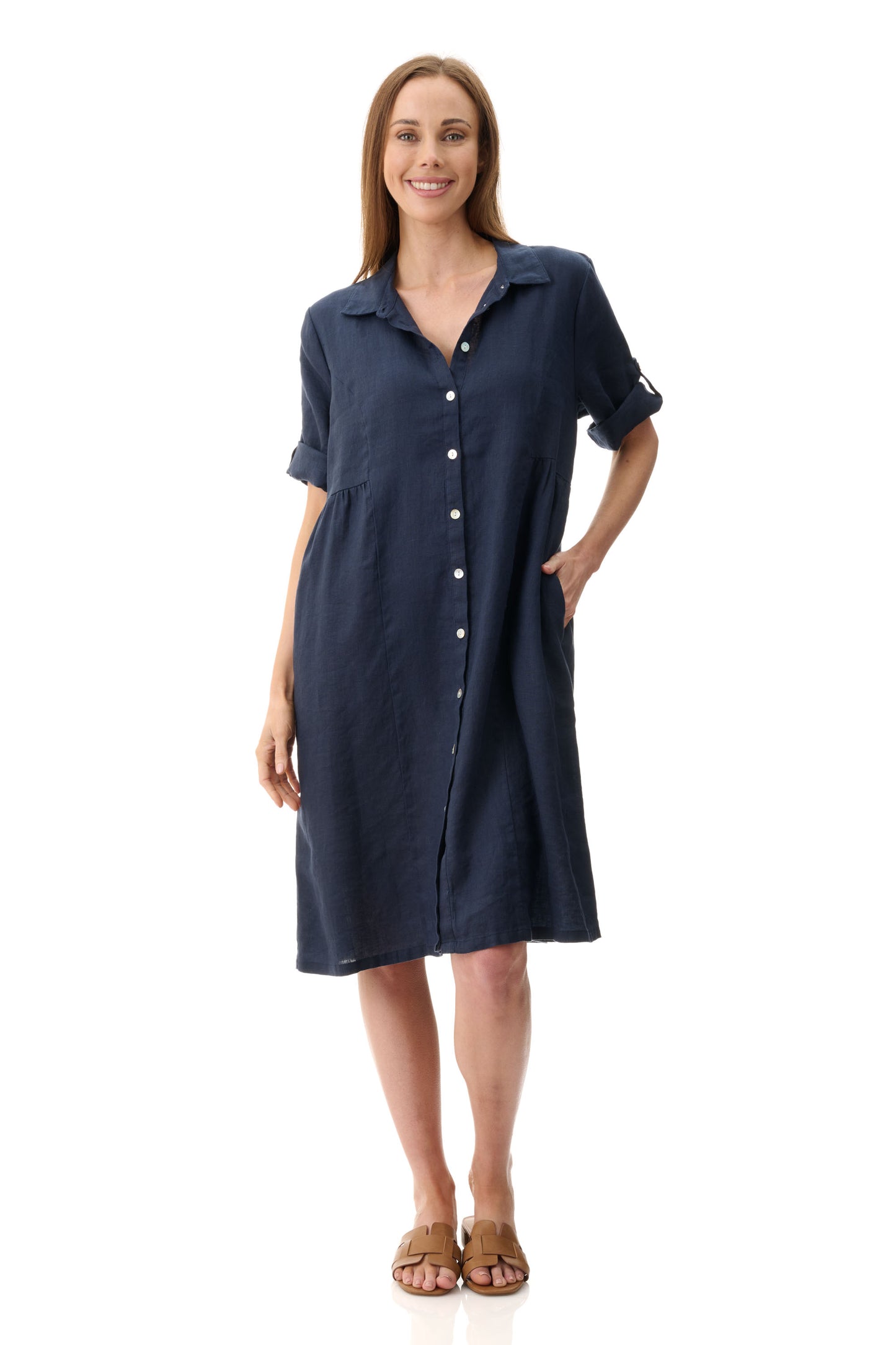 Collared Linen Dress