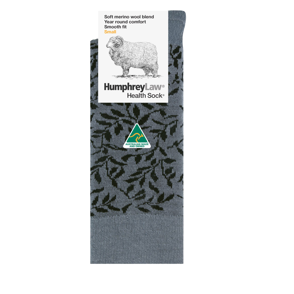 60% Fine Merino Wool Patterned Leaves Health Sock