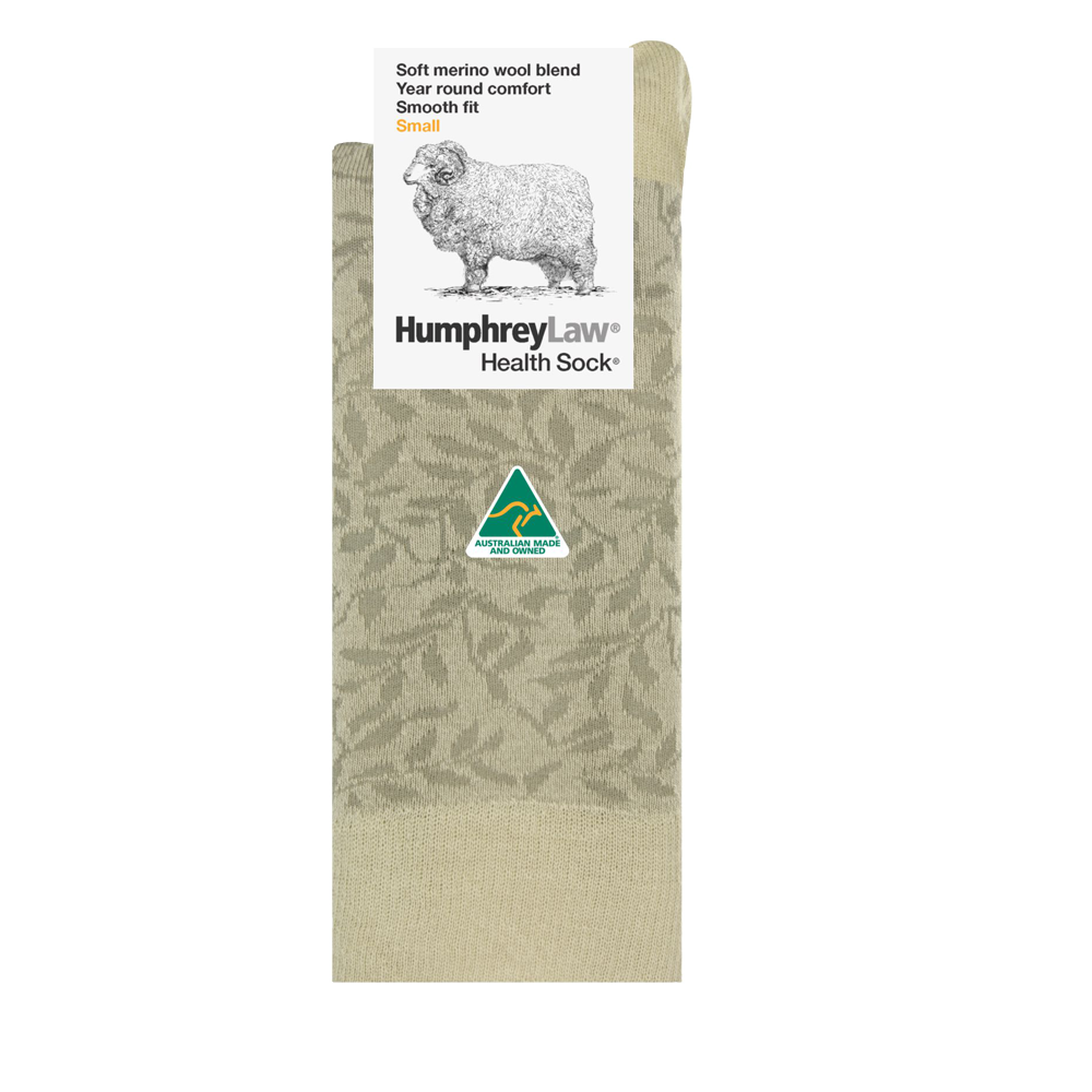 60% Fine Merino Wool Patterned Leaves Health Sock