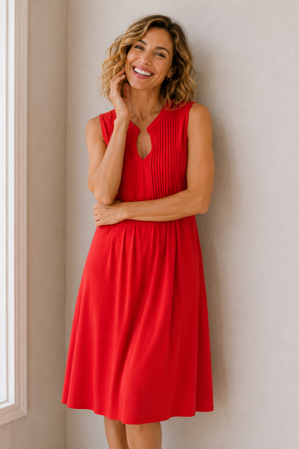 Pintuck Jersey Dress