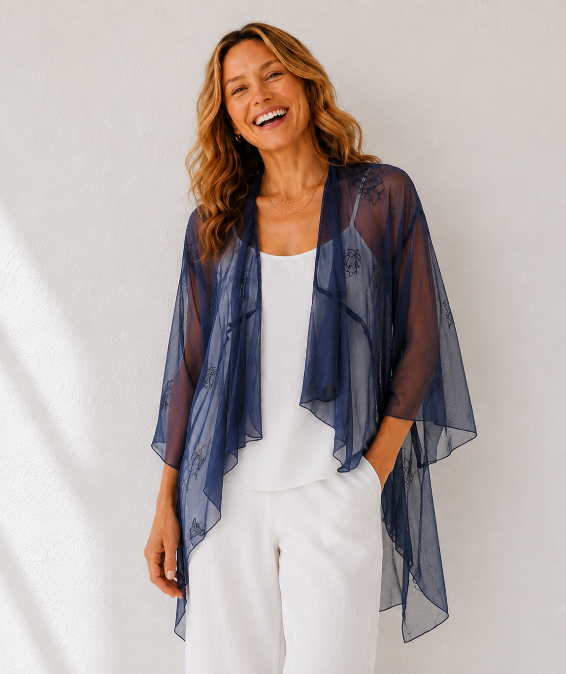 Sheer Vine Print Short Jacket