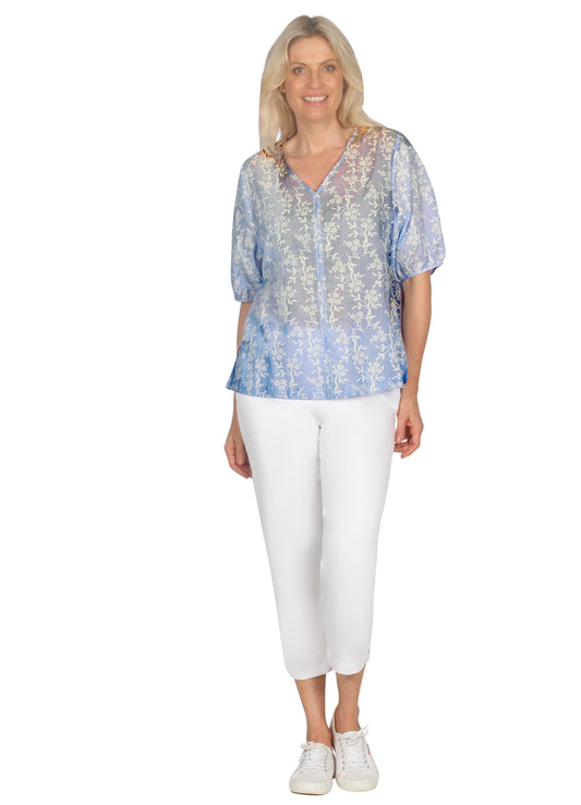 Stripe Embroidered Top