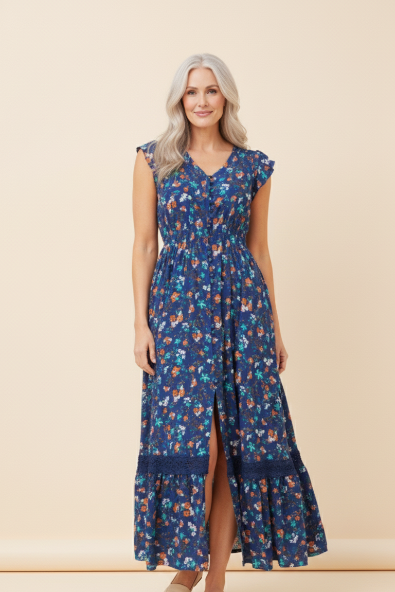 Short Sleeve Floral Maxi Dress