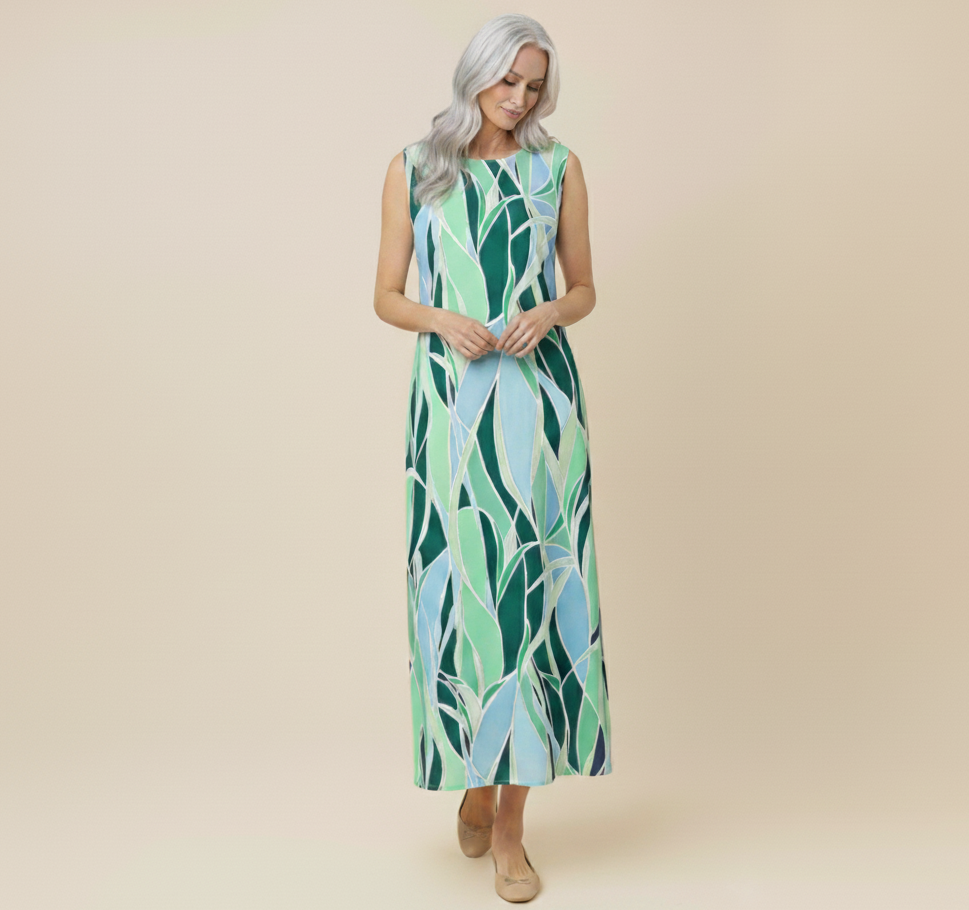 Sleeveless Leaf Pattern Dress