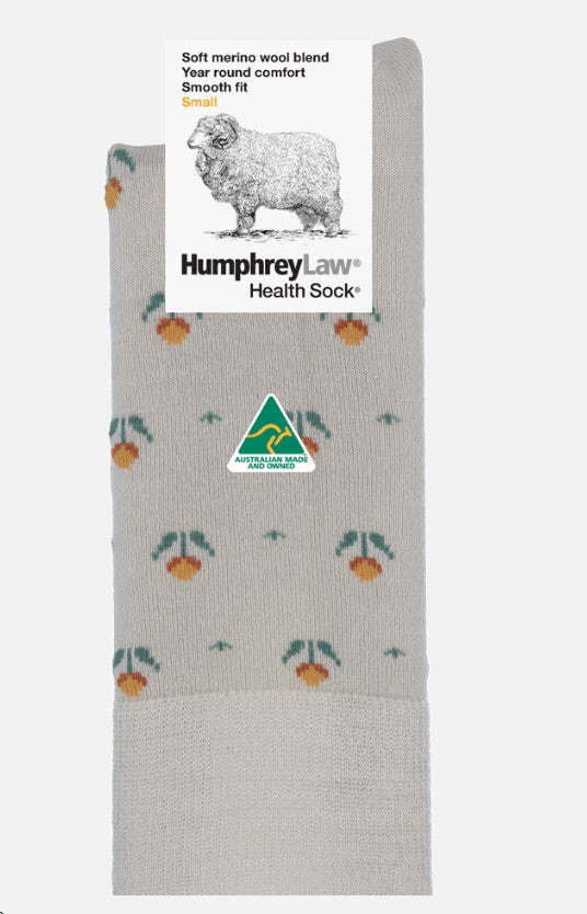 60% Fine Merino Wool Patterned Tulip Health Sock