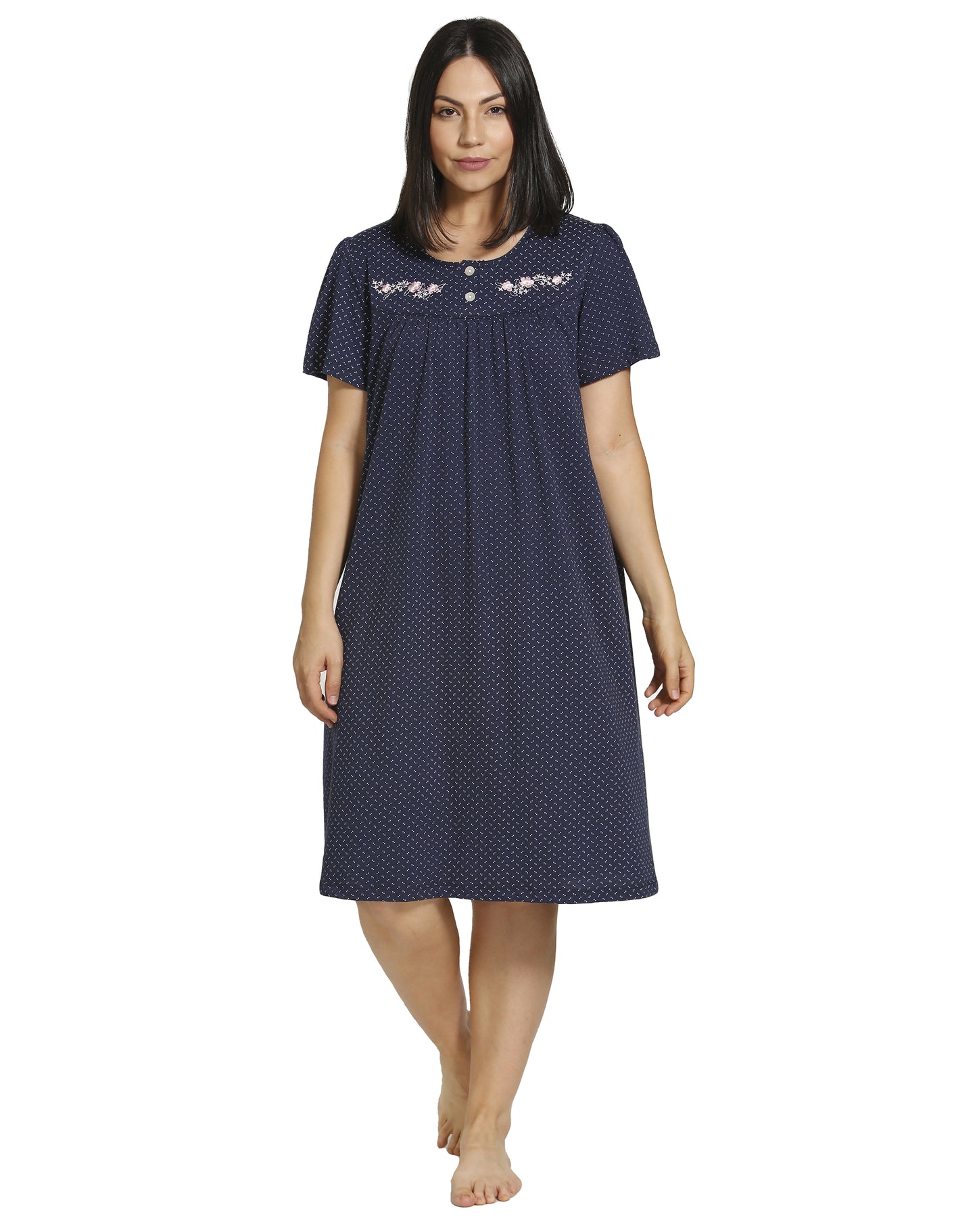 Spot Embroidery Short Sleeve Nite