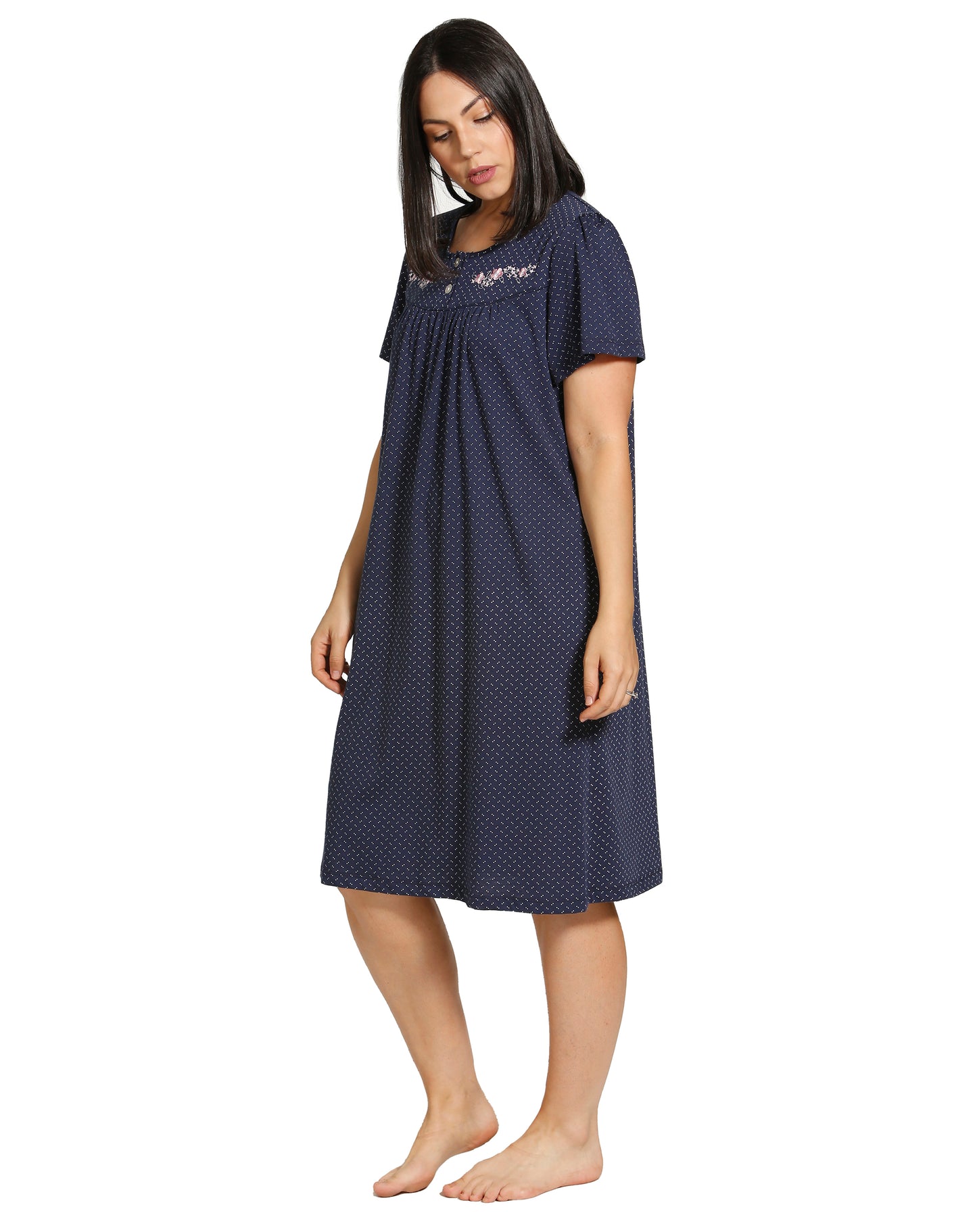 Spot Embroidery Short Sleeve Nite