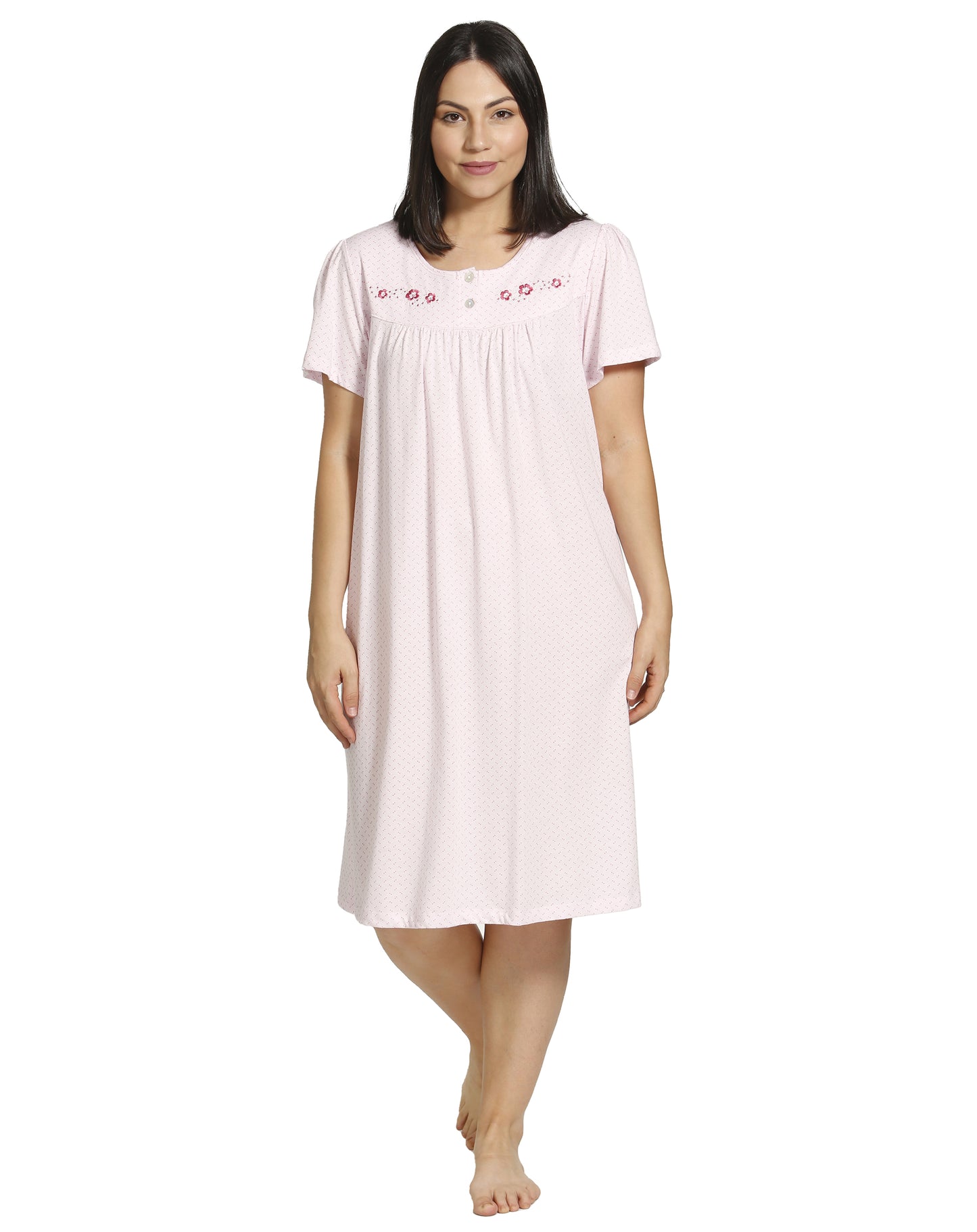 Spot Embroidery Short Sleeve Nite