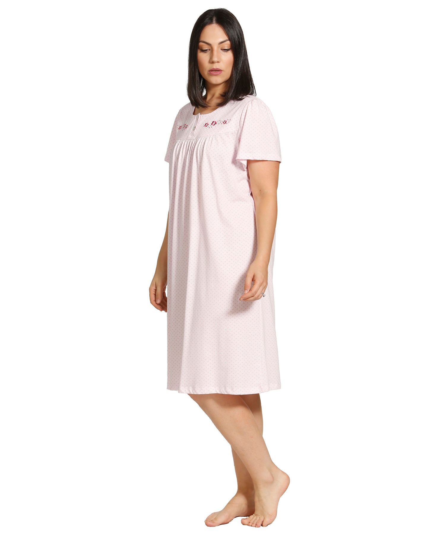 Spot Embroidery Short Sleeve Nite