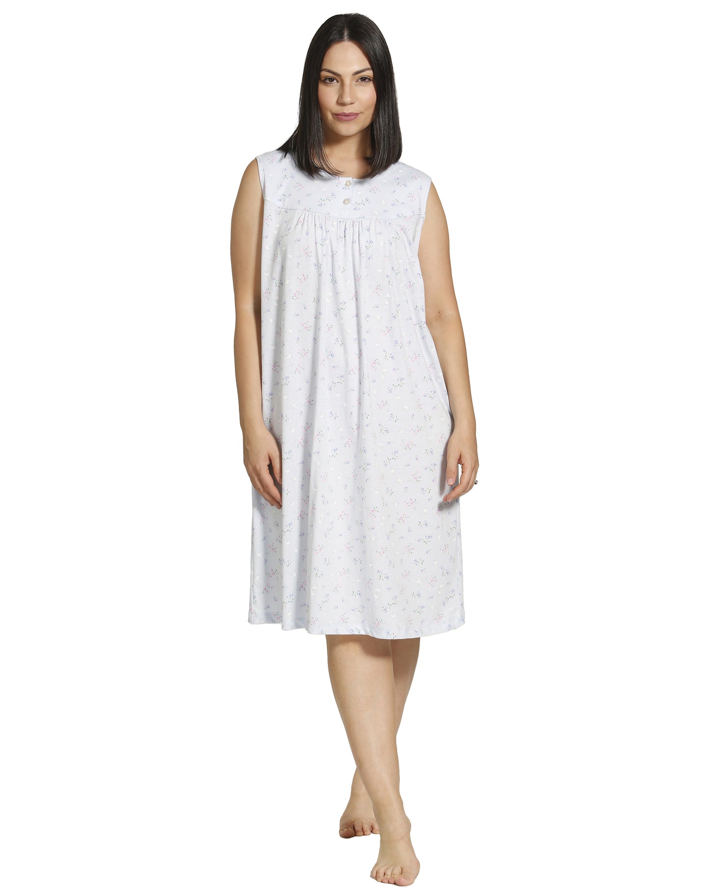 Spring Flowers Sleeveless Nite Mid Length