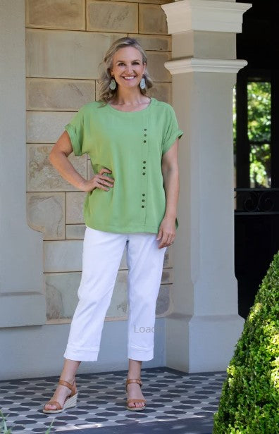 Cuffed Short Sleeve Rayon Top