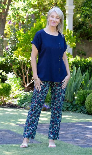 Cuffed Short Sleeve Rayon Top