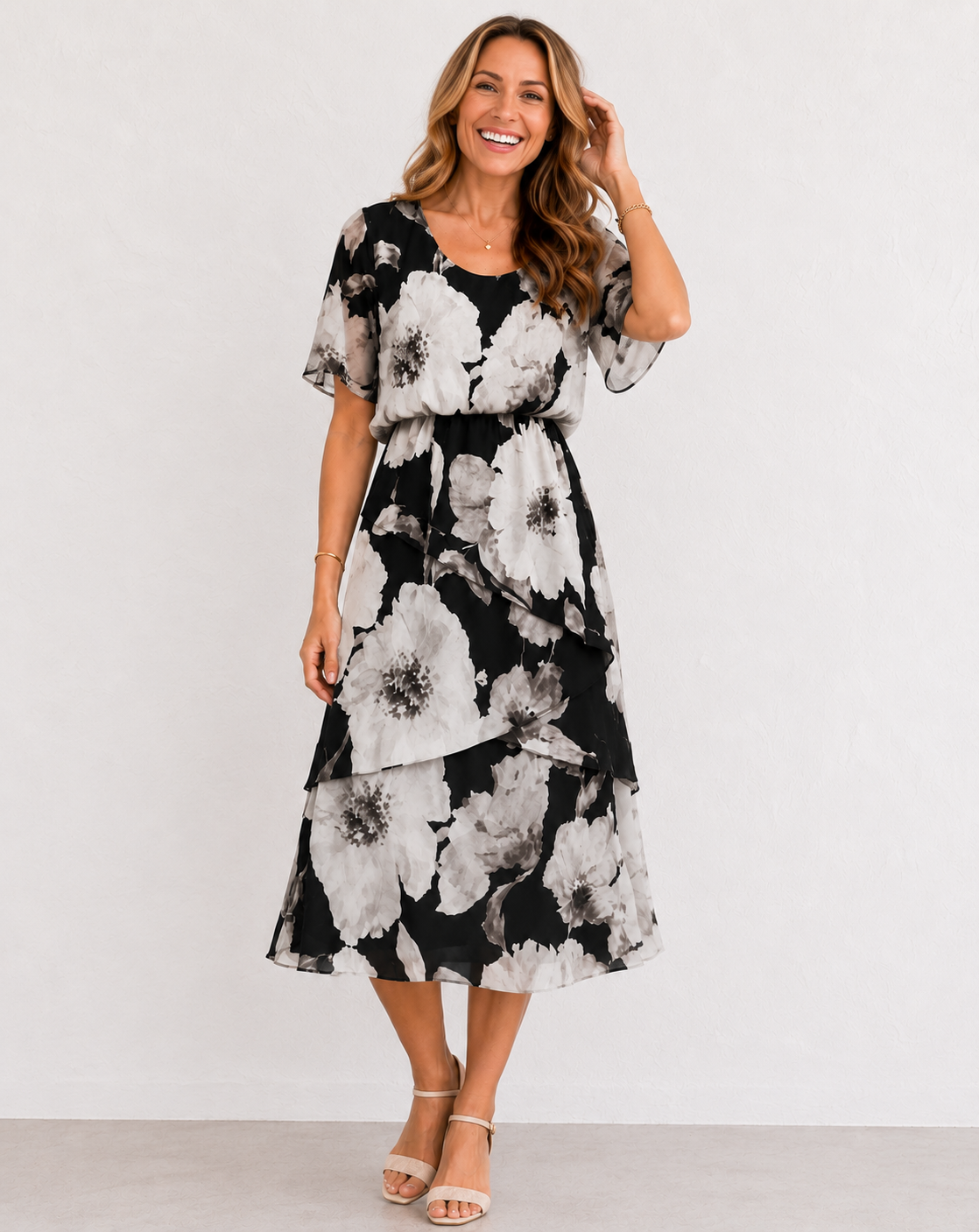 Black and White Ruffle Dress