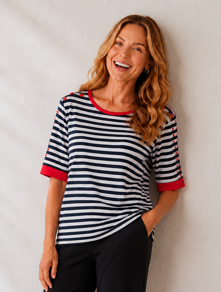 Stripe Button Top