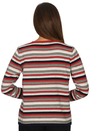 Yarn dyed cotton stripe crew