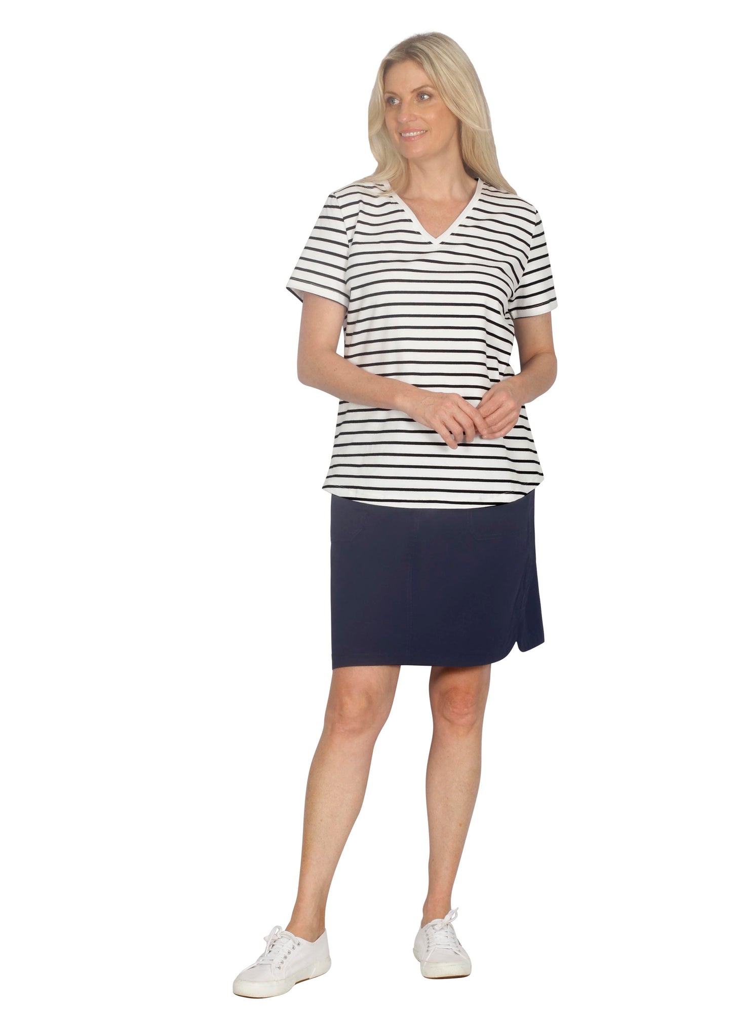 Y.D Stripe V Neck T-Shirt