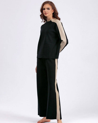 Cotton Contrast Long Sleeve Knit Jumper