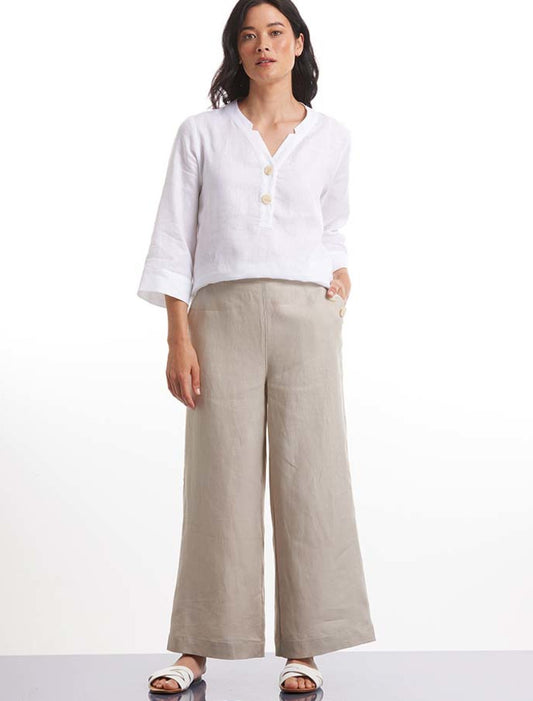 3/4 Button Linen Pant