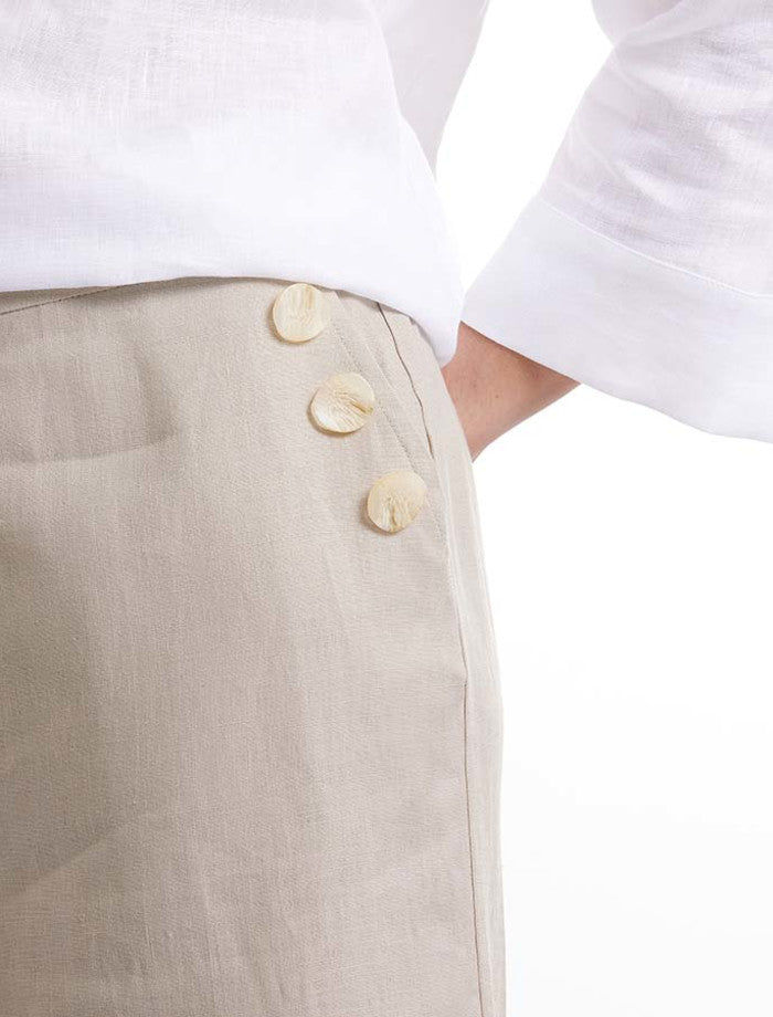 3/4 Button Linen Pant