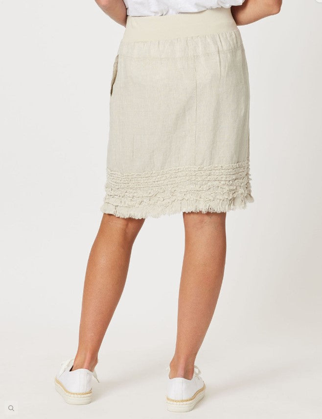 Ruffle Hem Linen Skirt