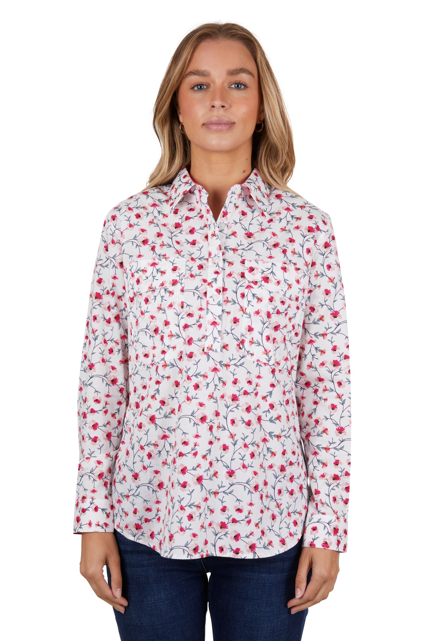 WMNS PEARL 1/2 PLKT LS SHIRT