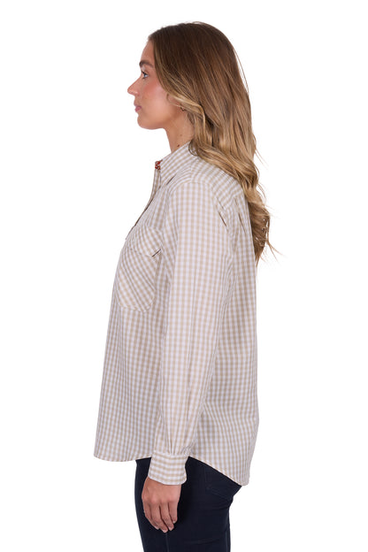 WMNS SARA 1/2 PLKT LS SHIRT