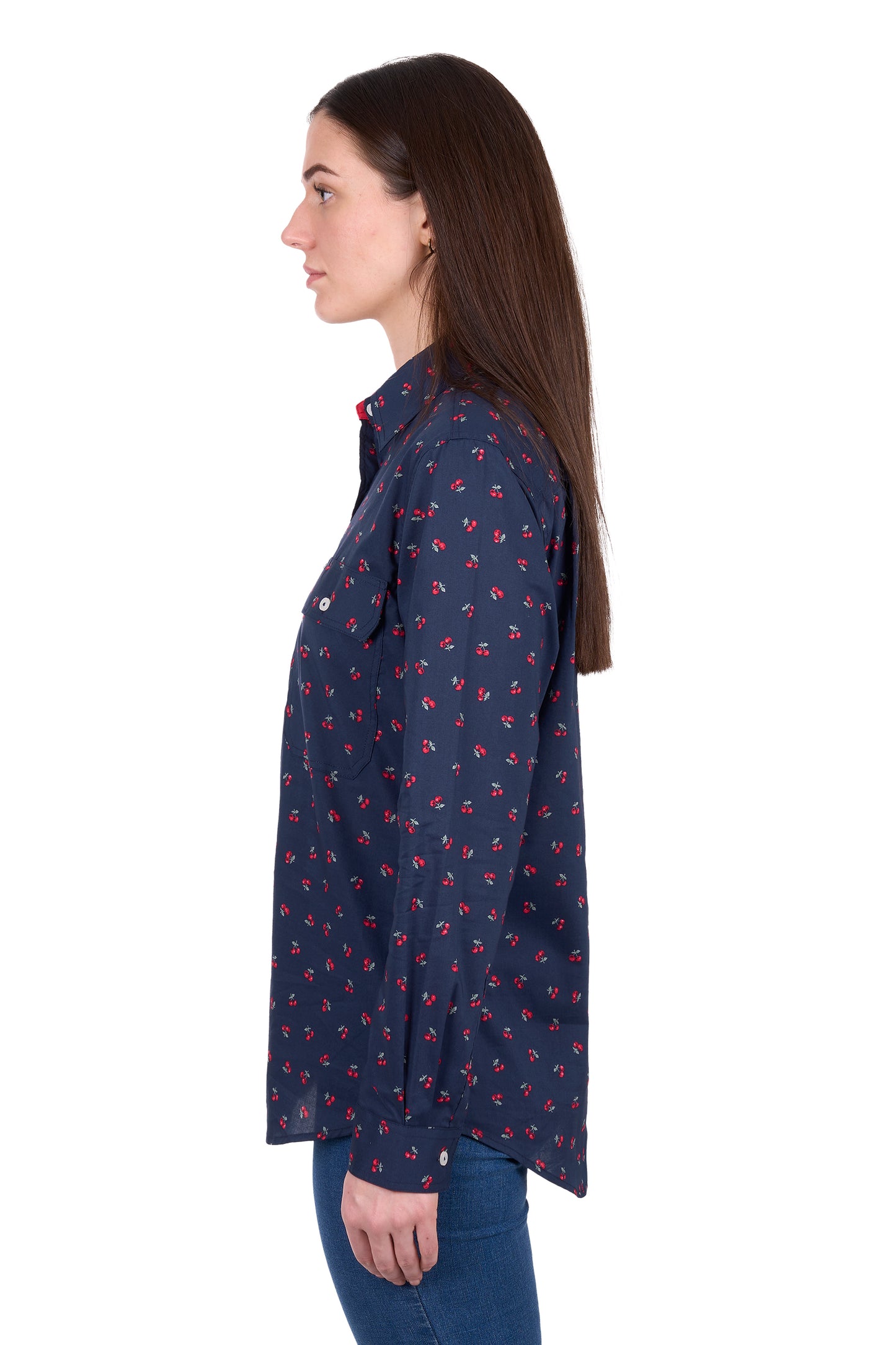 WMNS CHERRY 1/2 PLKT LS SHIRT