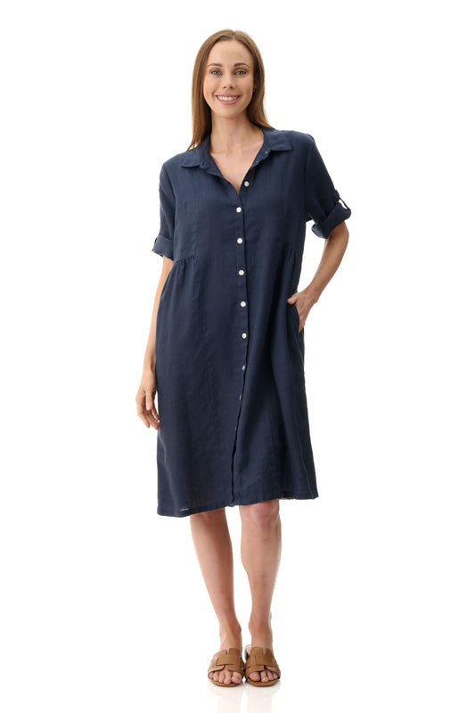 Collared Linen Dress