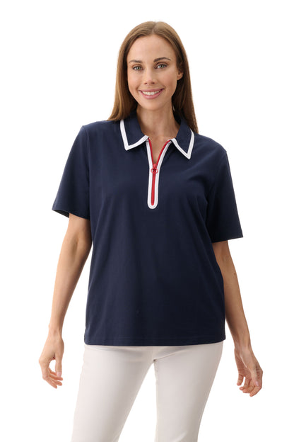 Contrast Zip Polo