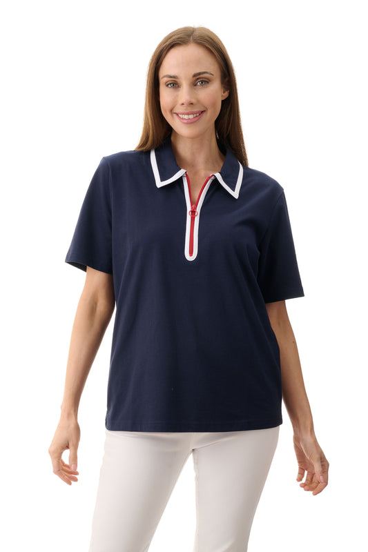 Contrast Zip Polo