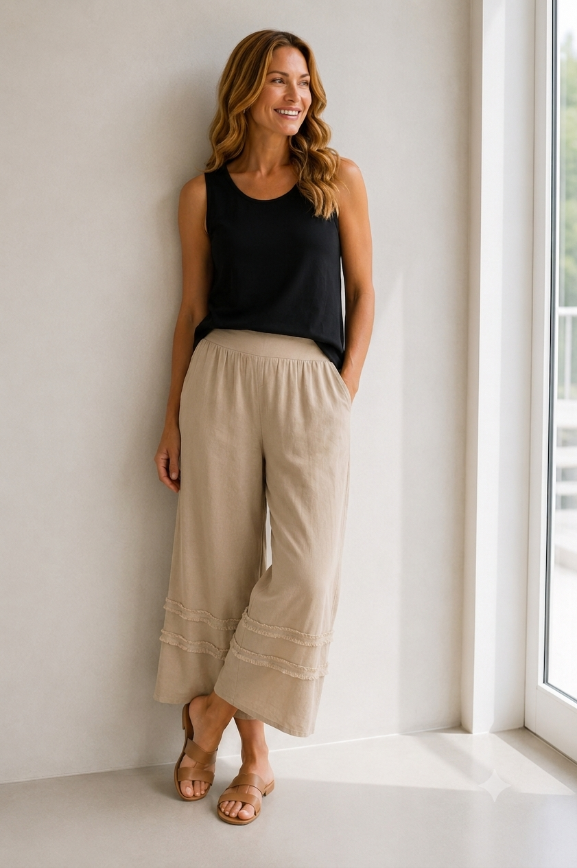 Cotton Ruffle Pants