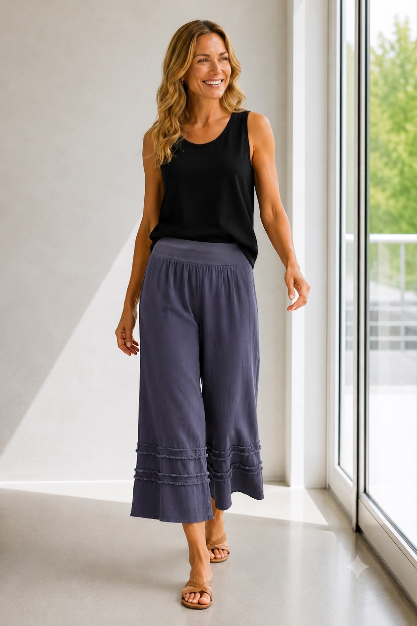 Cotton Ruffle Pants