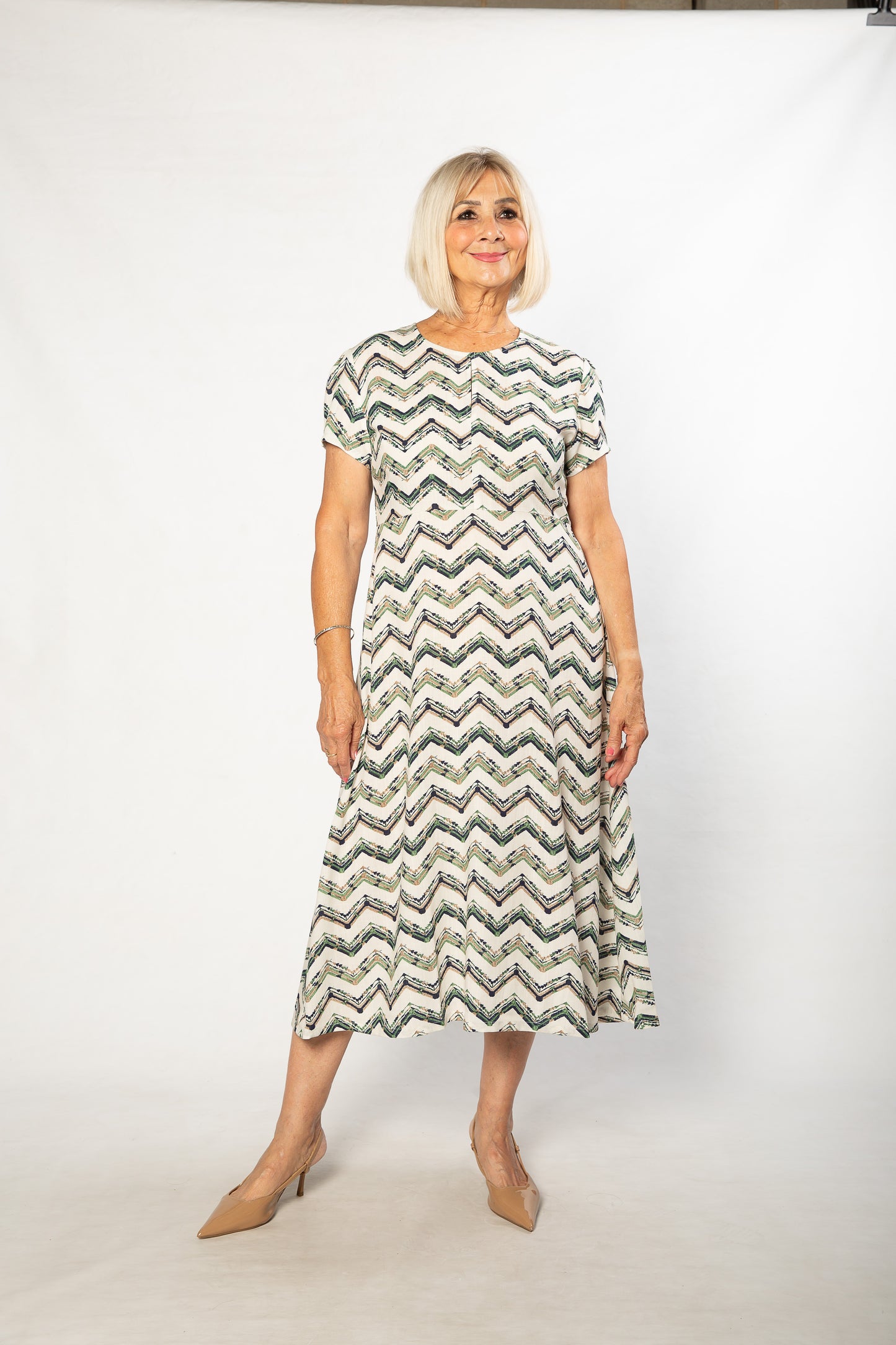 Keyhole Mid-Length Print Dress