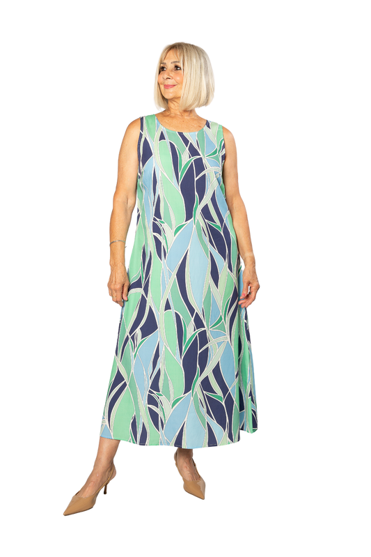 Sleeveless Leaf Pattern Dress