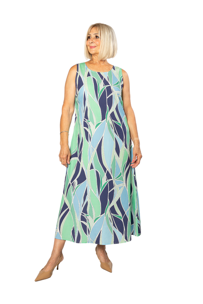 Sleeveless Leaf Pattern Dress