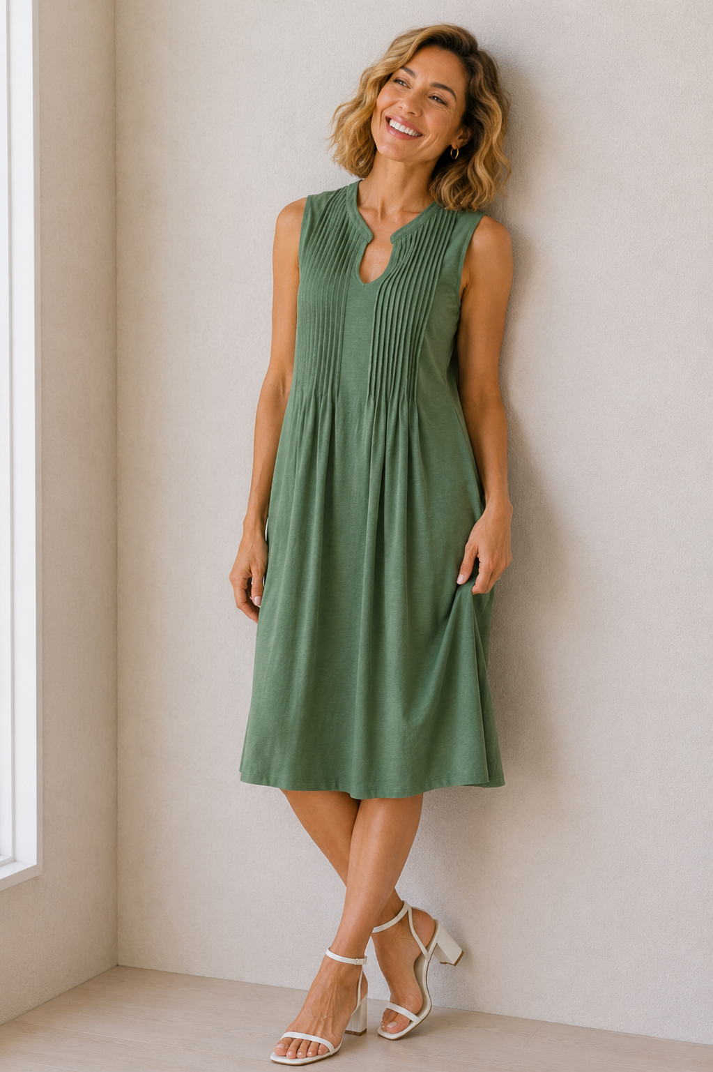 Pintuck Jersey Dress