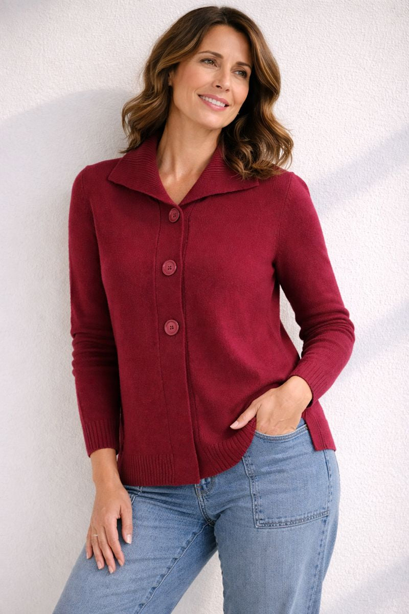 Peggy Pure Wool Collared Cardigan
