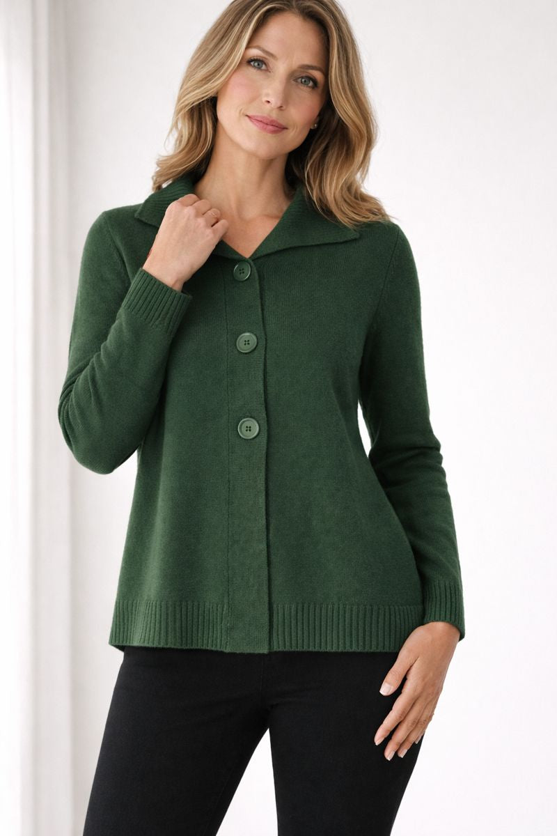 Peggy Pure Wool Collared Cardigan