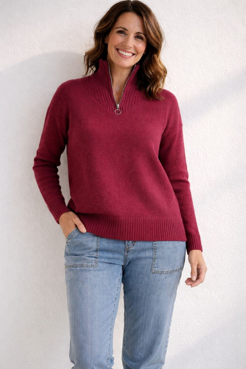 Hannah Pure Wool Zip Top
