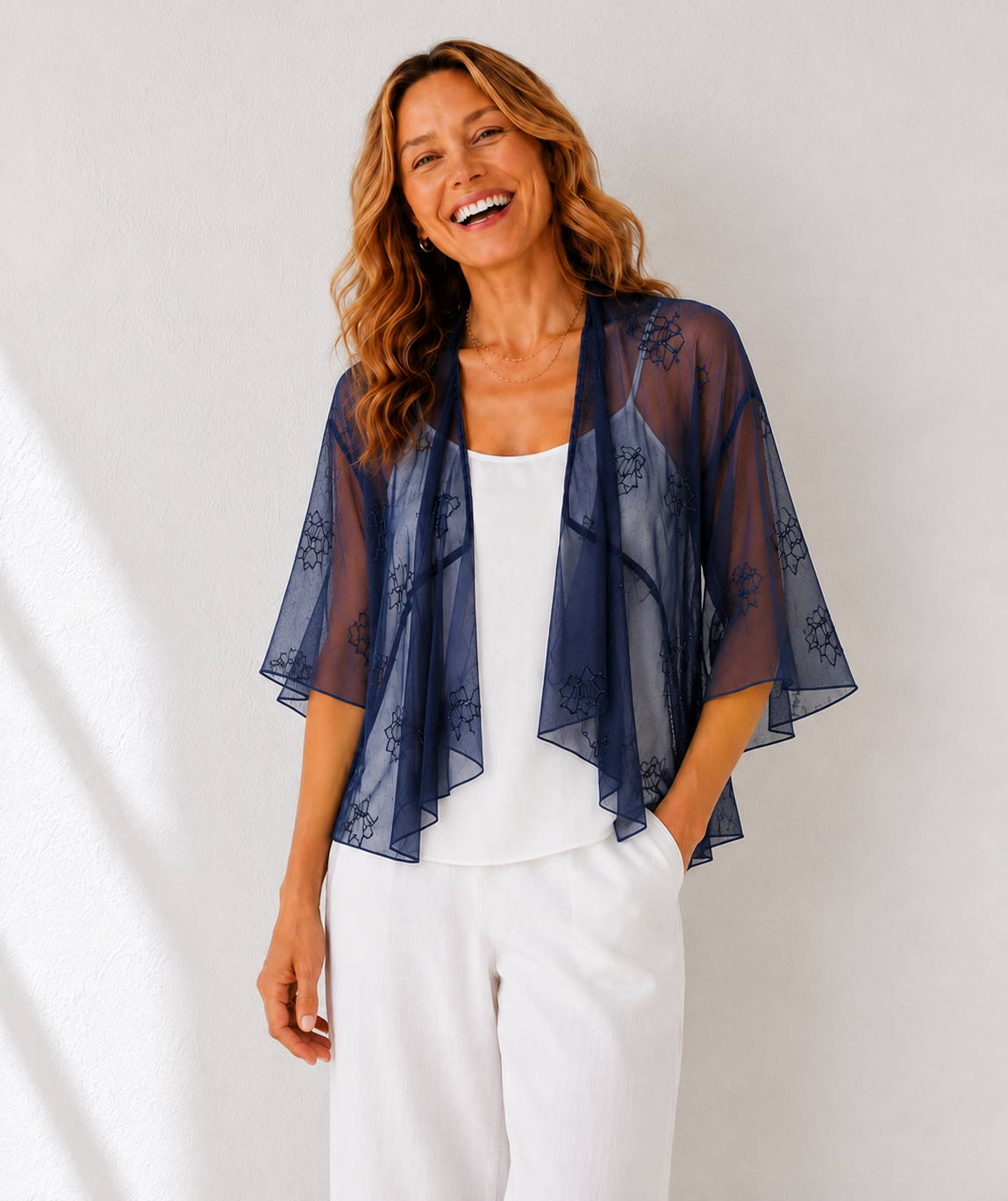 Sheer Vine Print Short Jacket