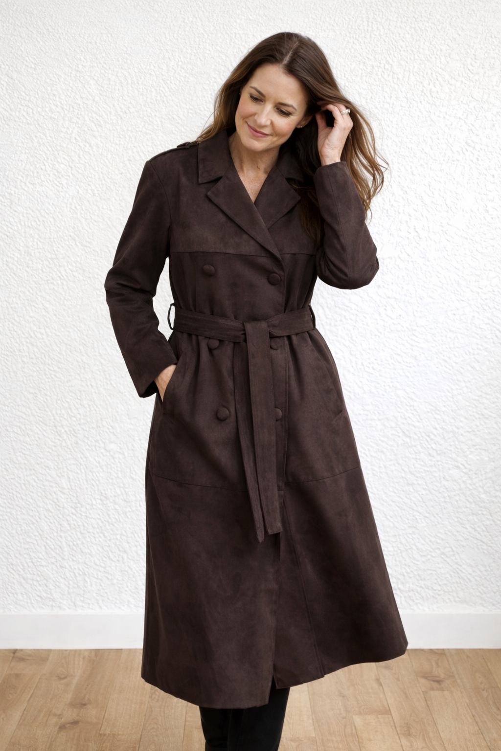Bine Life Faux Suede Trench Coat