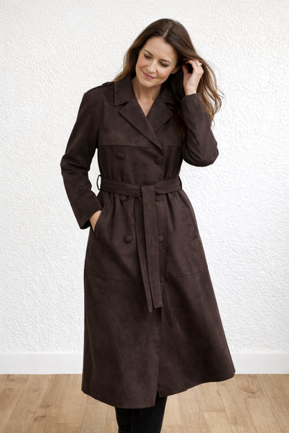 Bine Life Faux Suede Trench Coat