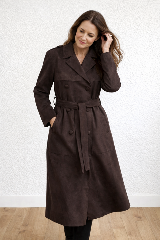 Bine Life Faux Suede Trench Coat