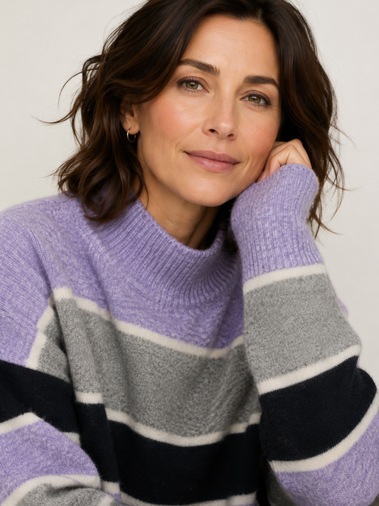 High Neck Stripe Knit
